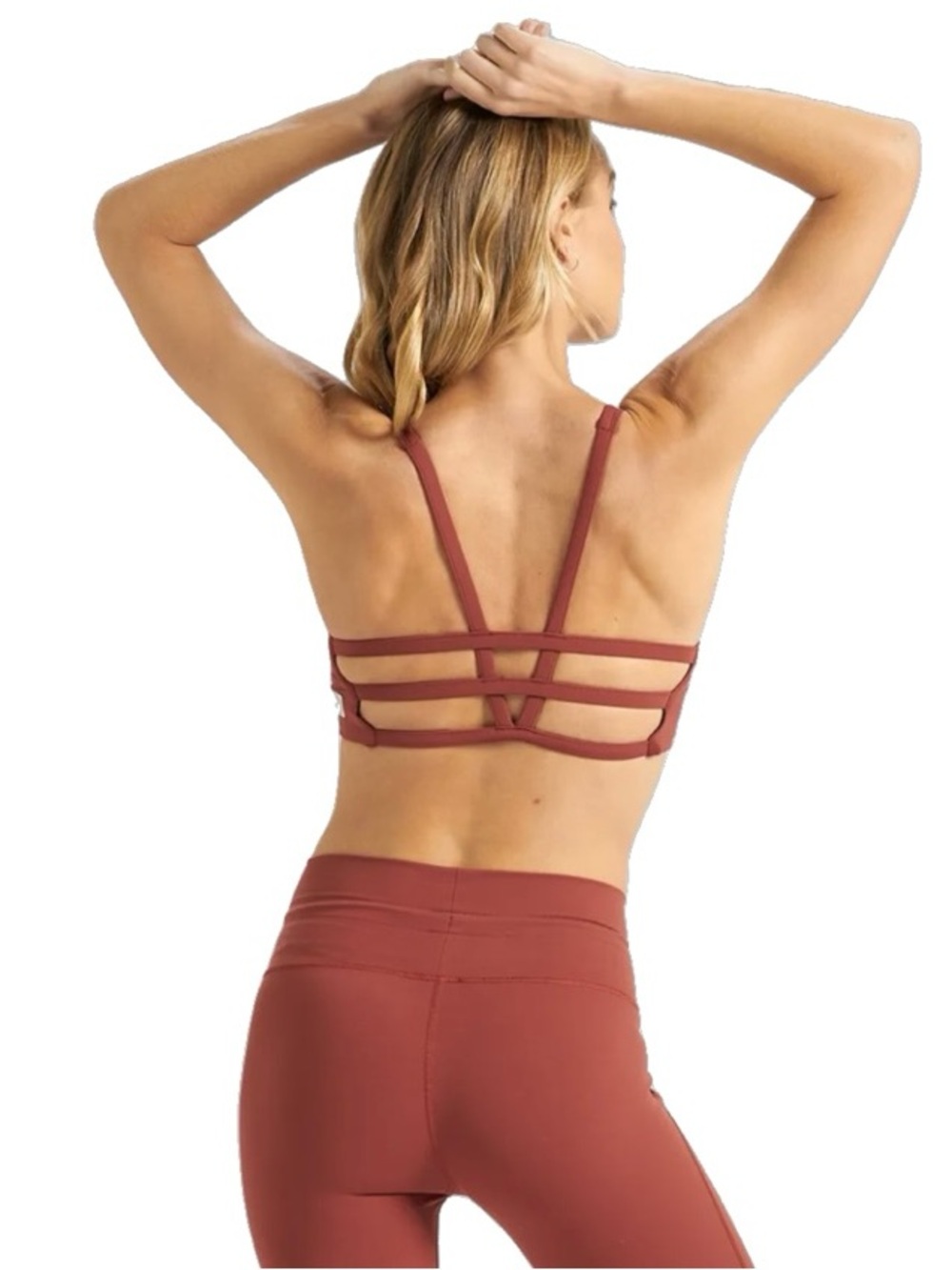 Vuori Yosemite Strappy Sports Bra in Spice Rust size Large